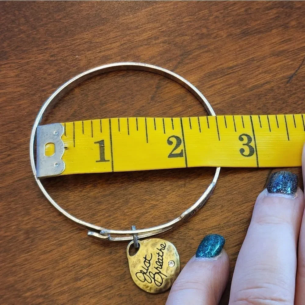 BRIGHTON JUST breathe heart hammered gold bangle bracelet - Picture 4 of 4